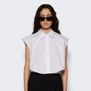 Alexander Wang Cropped Poplin Blouse sz 10
